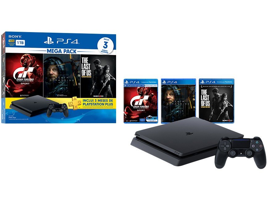 Playstation 4 1TB 1 Controle Sony - com 3 Jogos